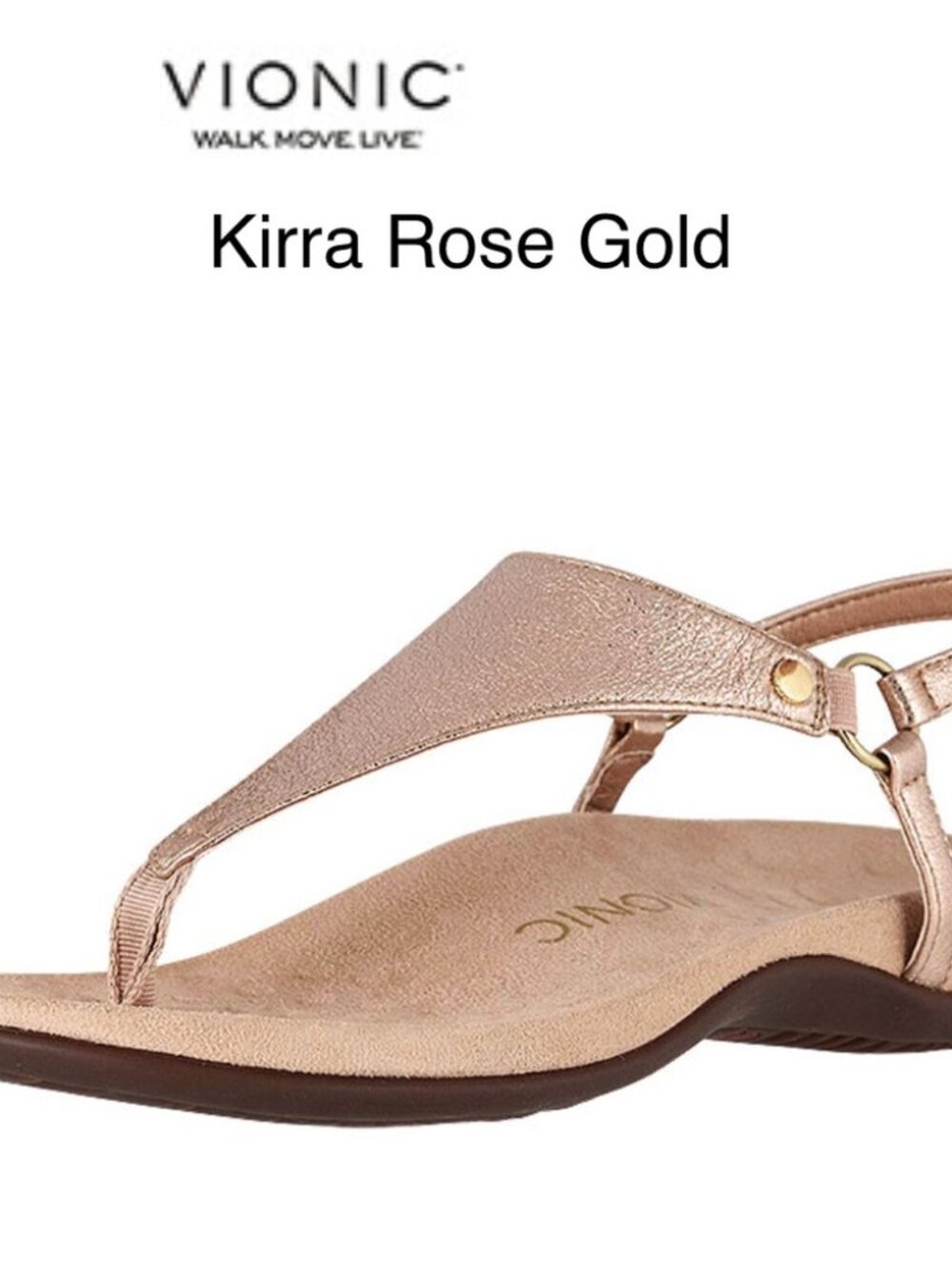 Vionic Rest Kirra Metallic Thong Sandals in Rose Gold